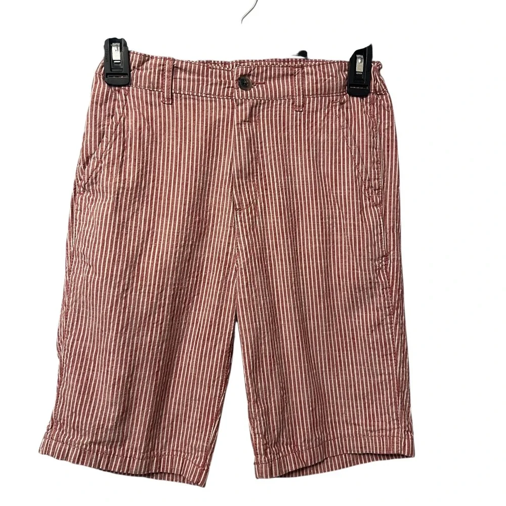 The Childrens Place Red White Stripe Twill Shorts Boys Size 12‎ Casual Summer